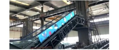 Indians install film transparent LED display on mall hand lift everywhere