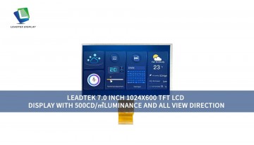 Leadtek 7.0 inch 1024x600 TFT LCD Display with 500cd/㎡Luminance and all view direction